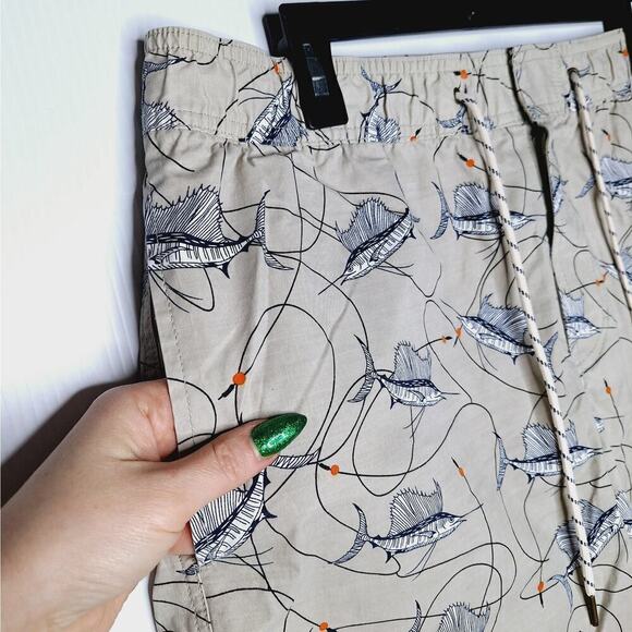 Reyn Spooner Marlin Fish Swim Trunks Shorts Large Gray Lined 7" inseam Fishing - Picture 6 of 12